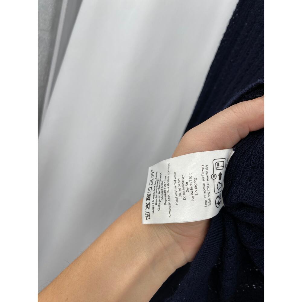 Sezane Louis navy blue merino cardigan sweater - Picture 5 of 12